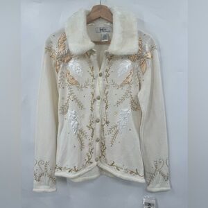 NWT Vintage Kikit Maurice Sasson Sweater Cardigan Button Down Holiday Sweater